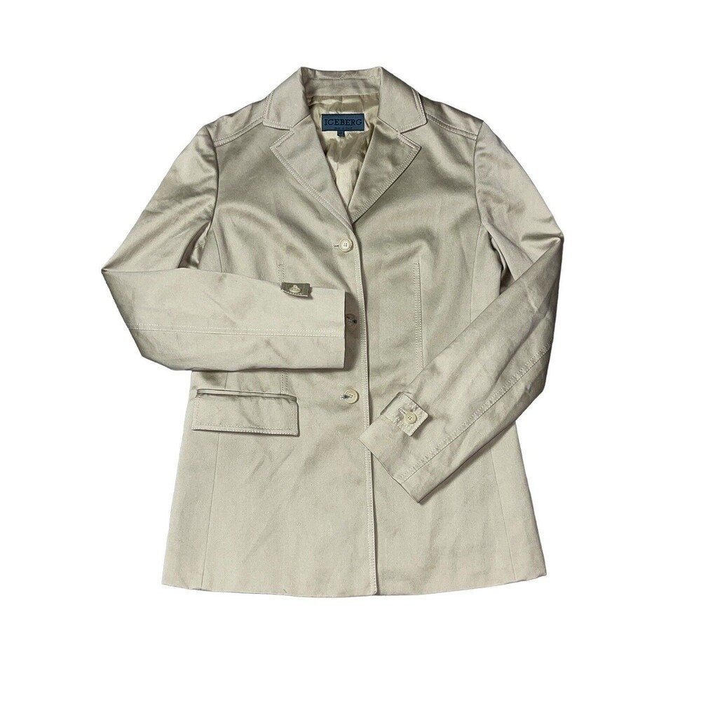 Vintage ICEBERG Blazer Long Sleeve Women's 42 Tan Brown Khaki 90s jacket Italy